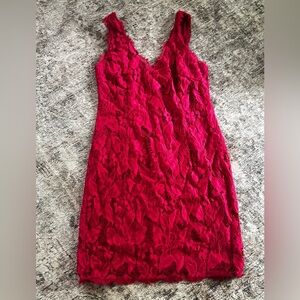 Adrianna Papell Red V-Neck Sheath Mini Dress Size 12